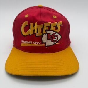 Vintage Kansas City Chiefs Eastport Snapback Hat Red Yellow Team NFL Cap